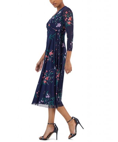 Women's Floral-Print Wrap-Style Midi Dress Distant Mountain Multi $68.54 Dresses