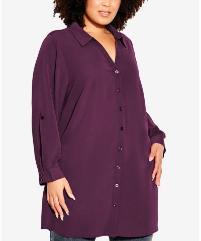 Plus Size Plain Shirt Purple $32.45 Tops