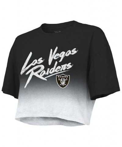 Women's Las Vegas Raiders Drip-Dye Player Name and Number Tri-Blend Crop T-shirt Black, White $35.09 Tops