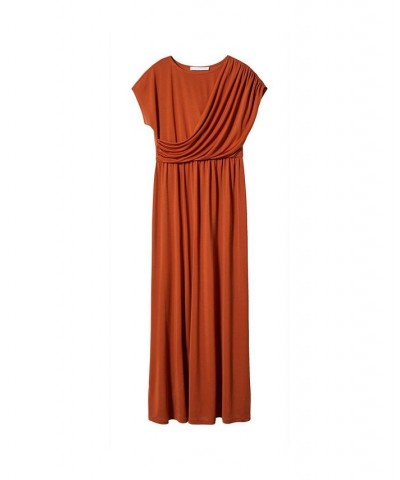 Women's Draped Detail Dress Orange $44.00 Dresses