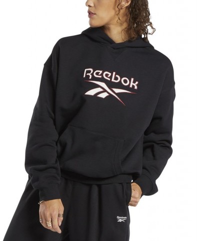 Women's Archive Classics Cotton Big-Logo Fleece Hoodie Black $27.44 Tops