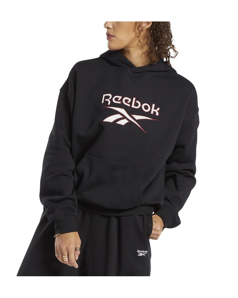 Women's Archive Classics Cotton Big-Logo Fleece Hoodie Black $27.44 Tops