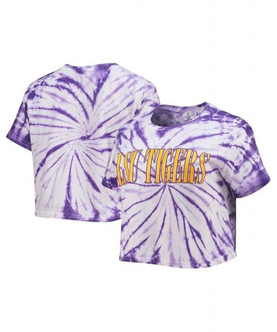 Women's Purple LSU Tigers Showtime Tie-Dye Crop T-shirt Purple $19.80 Tops