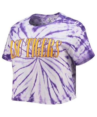 Women's Purple LSU Tigers Showtime Tie-Dye Crop T-shirt Purple $19.80 Tops