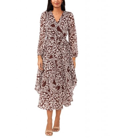 Women's Blouson-Sleeve Maxi Dress Brownstone $45.54 Dresses