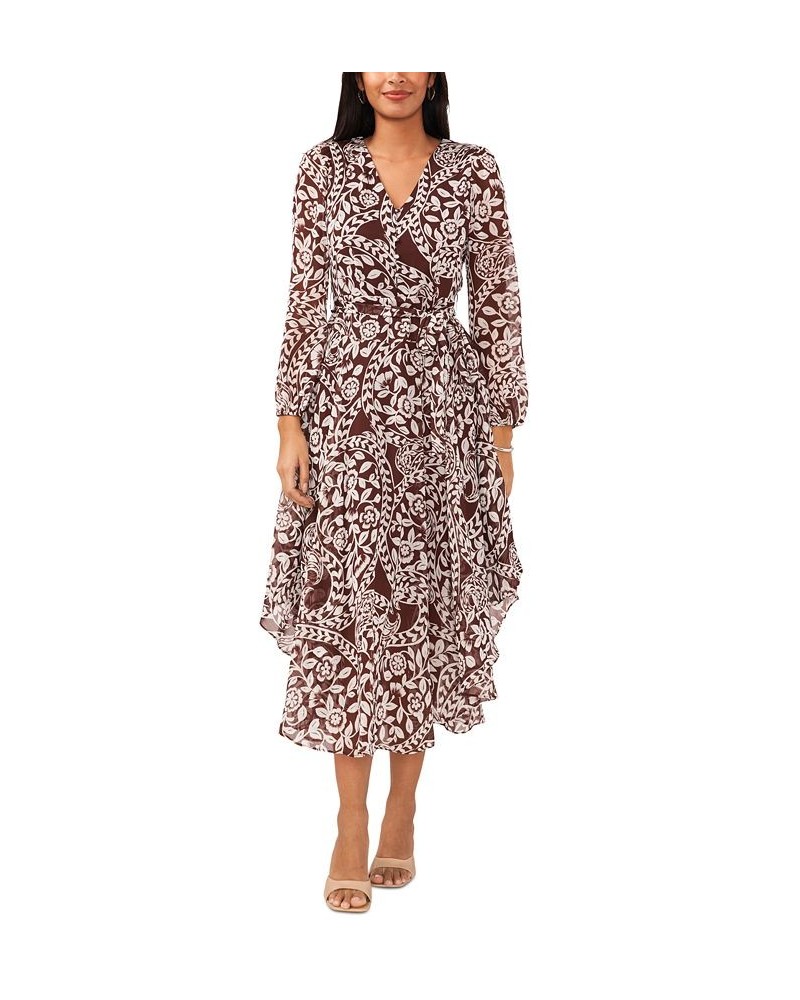 Women's Blouson-Sleeve Maxi Dress Brownstone $45.54 Dresses