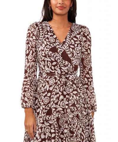 Women's Blouson-Sleeve Maxi Dress Brownstone $45.54 Dresses