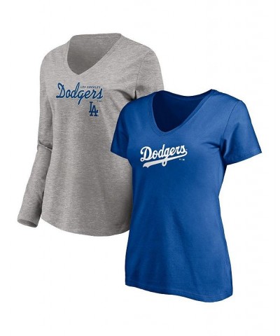 Women's Branded Royal Heathered Gray Los Angeles Dodgers Team V-Neck T-shirt Combo Set Royal, Heathered Gray $30.00 Tops