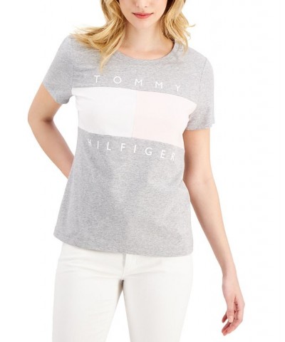 Women's Big Flag Logo T-Shirt Gray $19.20 Tops