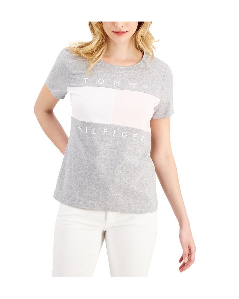 Women's Big Flag Logo T-Shirt Gray $19.20 Tops