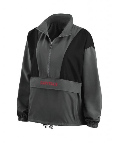 Women's Charcoal Washington Capitals Popover Packable Half-Zip Jacket Charcoal $50.34 Jackets