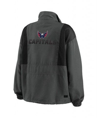 Women's Charcoal Washington Capitals Popover Packable Half-Zip Jacket Charcoal $50.34 Jackets