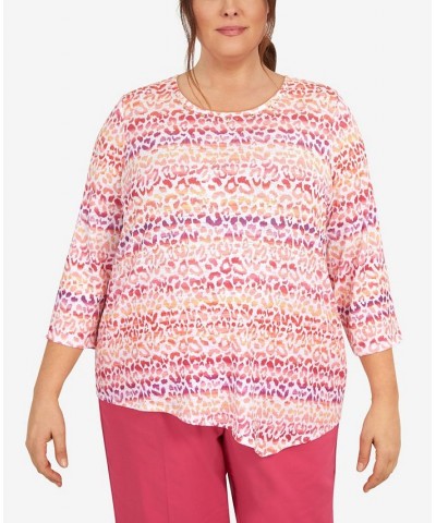 Plus Size Animal Biadere Asymmetric Top Multi $36.02 Tops