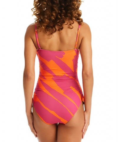 Women's Bias Stripe Bandeau One-Piece Swimsuit Tangerine $60.75 Swimsuits