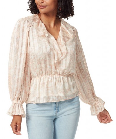 Women's Vermont Ruffled-Collar Peplum Blouse White $27.90 Tops