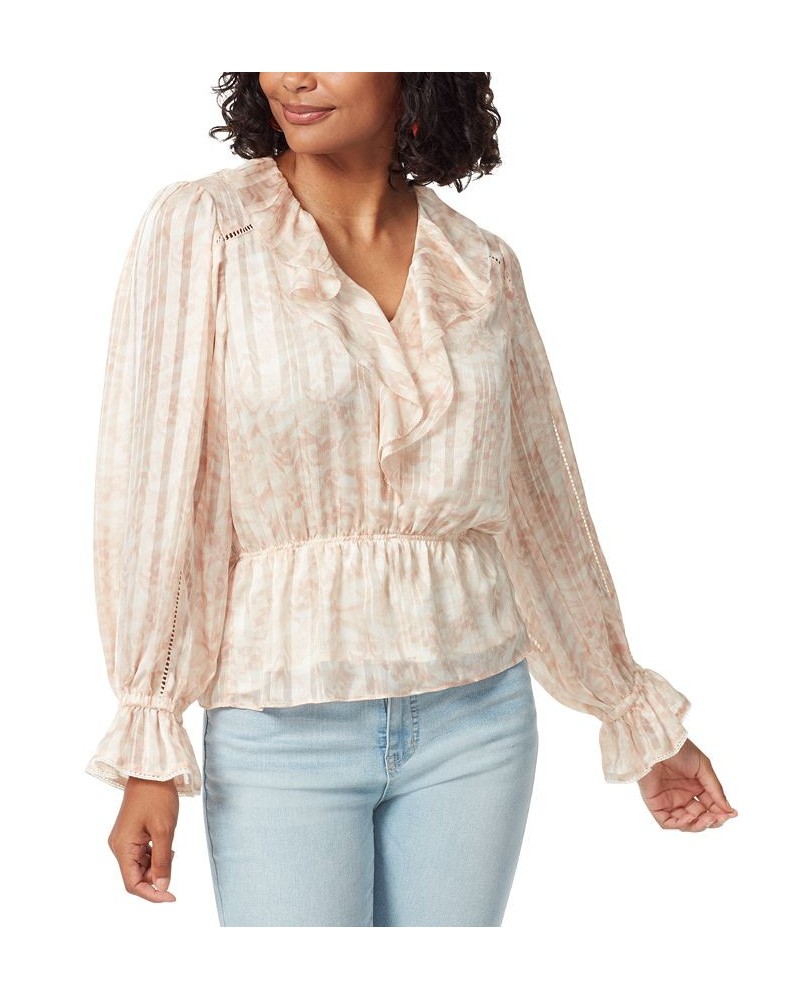 Women's Vermont Ruffled-Collar Peplum Blouse White $27.90 Tops