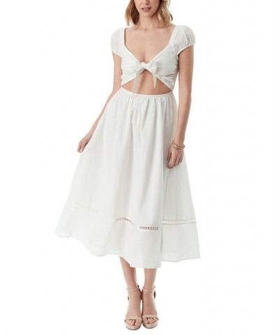 Women's Shirred Tie-Back Elaine Dress White $62.16 Dresses