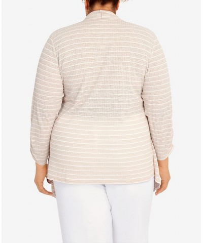 Plus Size Rib Stripe Two For One Top Latte $40.92 Tops