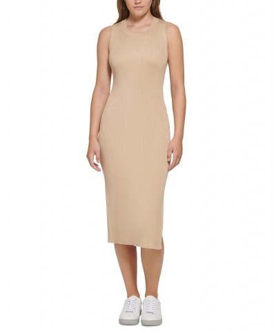 Women's Muscle Tank Midi Dress Tan/Beige $33.46 Dresses