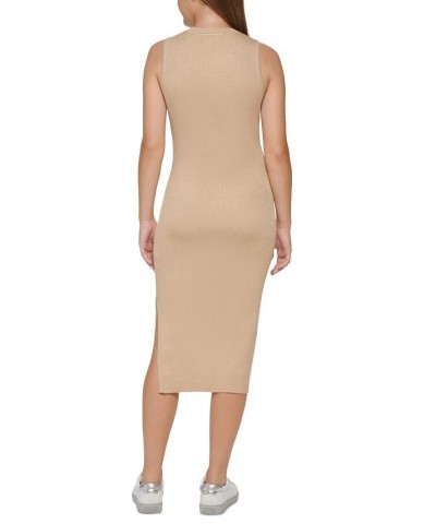 Women's Muscle Tank Midi Dress Tan/Beige $33.46 Dresses