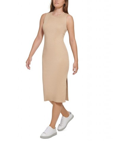 Women's Muscle Tank Midi Dress Tan/Beige $33.46 Dresses