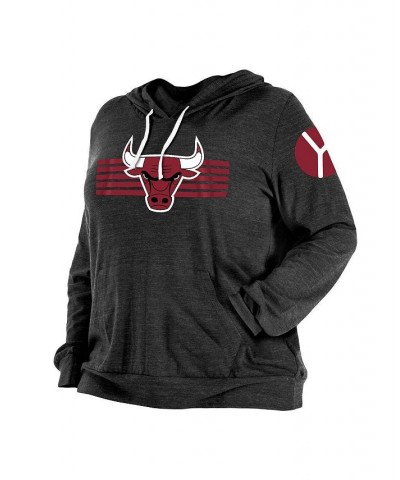 Women's Black Chicago Bulls Plus Size 2022/23 City Edition Bi-Blend Long Sleeve Hoodie T-shirt Black $28.60 Tops