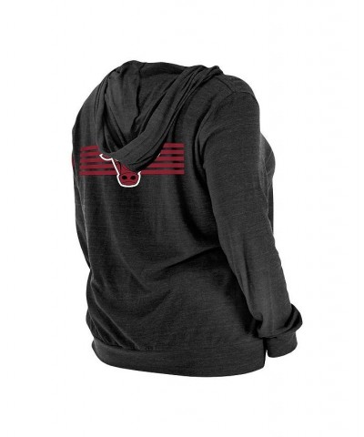 Women's Black Chicago Bulls Plus Size 2022/23 City Edition Bi-Blend Long Sleeve Hoodie T-shirt Black $28.60 Tops