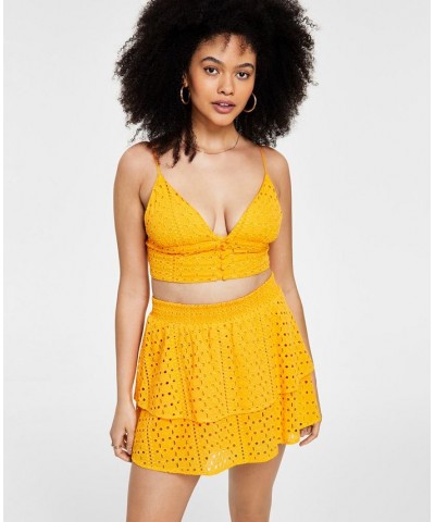 Women's Smocked Eyelet Skirt Yellow $11.98 Skirts