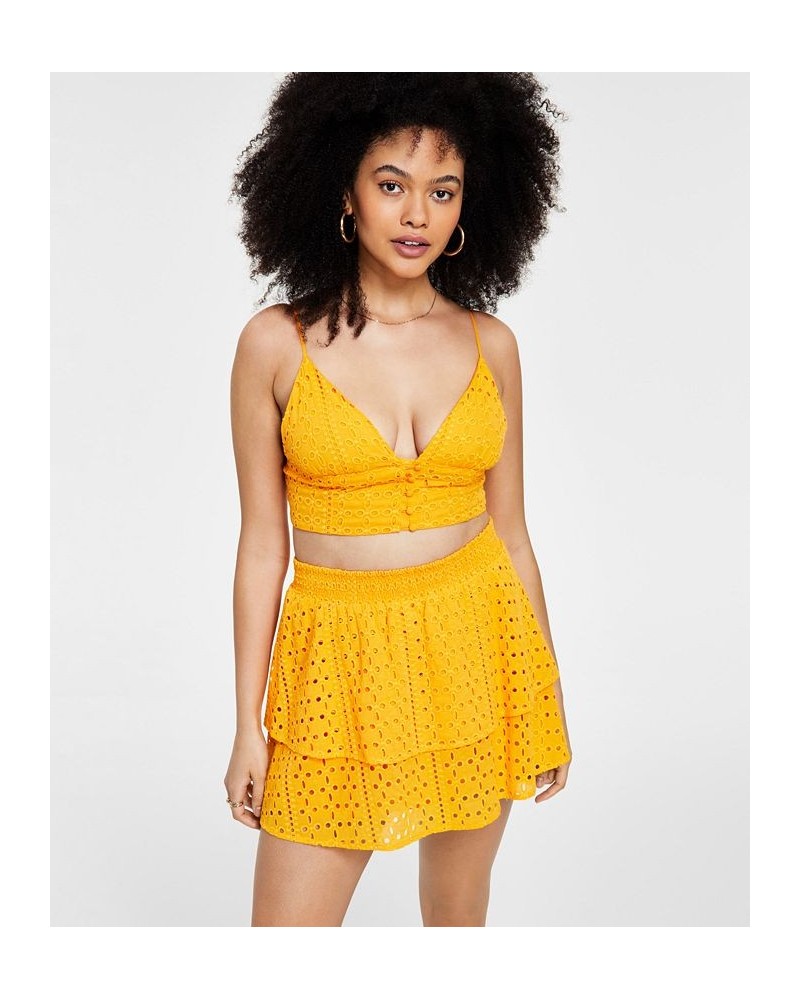 Women's Smocked Eyelet Skirt Yellow $11.98 Skirts