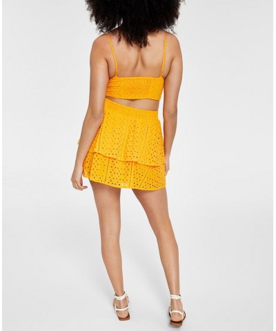 Women's Smocked Eyelet Skirt Yellow $11.98 Skirts