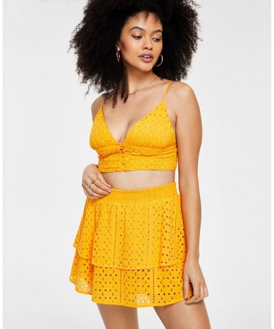 Women's Smocked Eyelet Skirt Yellow $11.98 Skirts