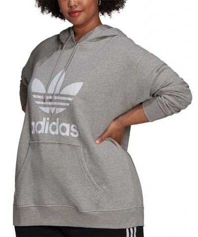 Women's Adicolor Trefoil Sweatshirt Hoodie XS-4X Gray $32.25 Sweatshirts