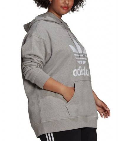 Women's Adicolor Trefoil Sweatshirt Hoodie XS-4X Gray $32.25 Sweatshirts