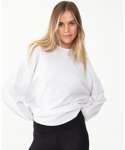 Women's Plush Oversized Crew Neck Sweatshirt Gray $20.25 Sweatshirts