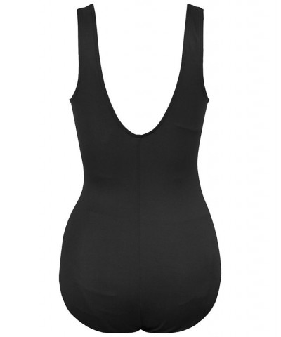 Plus Size Palma Allover Slimming One-Piece Swimsuit Black $75.24 Swimsuits