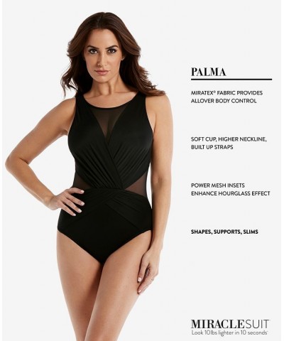 Plus Size Palma Allover Slimming One-Piece Swimsuit Black $75.24 Swimsuits