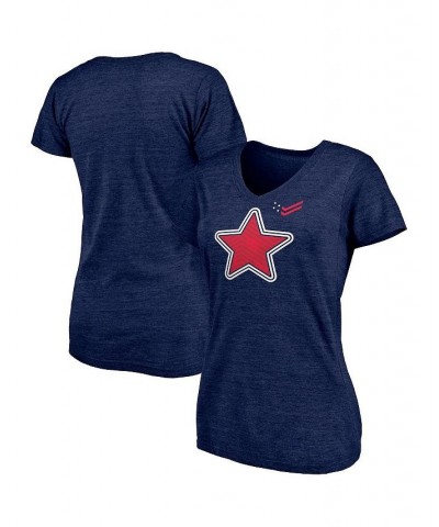 Women's Branded Heathered Navy Team USA Pattern Star Tri-Blend V-Neck T-shirt Heathered Navy $16.80 Tops