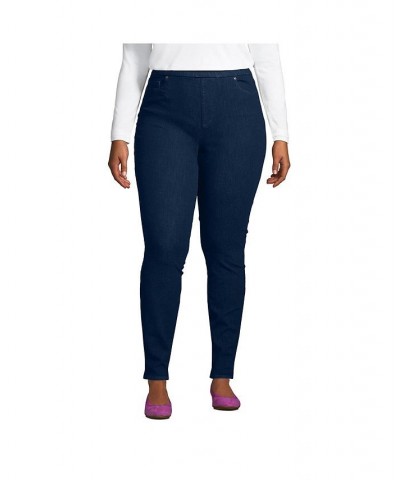 Women's Plus Size High Rise Elastic Waist Pull On Skinny Legging Jeans Blue $49.26 Jeans