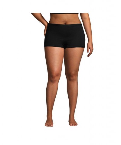 Women's Comfort Knit Mid Rise Boyshort Underwear - 2 Pack Black $18.04 Panty