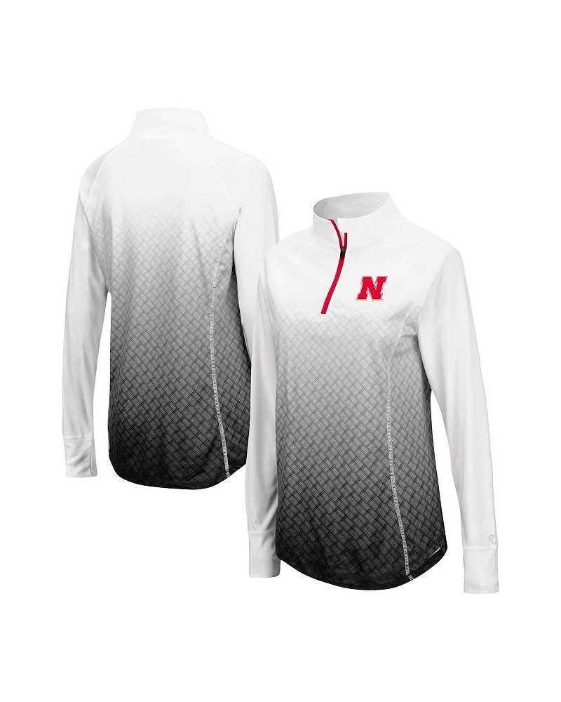 Women's Black Nebraska Huskers Magic Ombre Quarter-Zip Raglan Jacket Black $24.60 Jackets