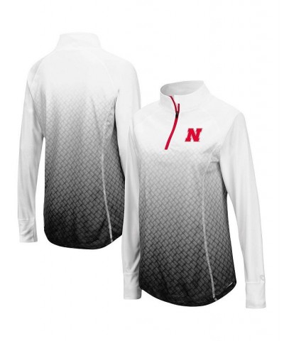 Women's Black Nebraska Huskers Magic Ombre Quarter-Zip Raglan Jacket Black $24.60 Jackets