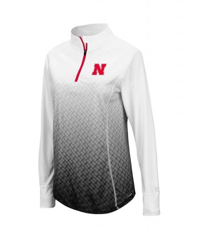 Women's Black Nebraska Huskers Magic Ombre Quarter-Zip Raglan Jacket Black $24.60 Jackets