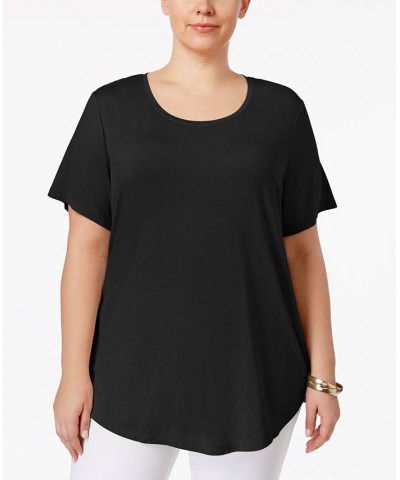 Plus Size Short-Sleeve Top Black $12.96 Tops