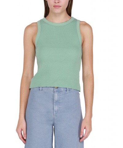 Women's Waffle-Knit Sleeveless Tank Top Green $11.99 Tops