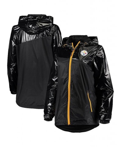 Women's Black Pittsburgh Steelers Double-Coverage Full-Zip Hoodie Jacket Black $48.30 Jackets