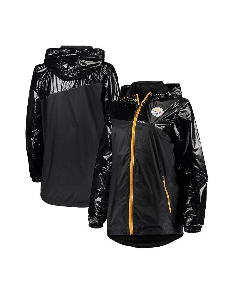 Women's Black Pittsburgh Steelers Double-Coverage Full-Zip Hoodie Jacket Black $48.30 Jackets