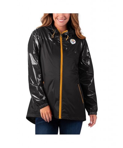 Women's Black Pittsburgh Steelers Double-Coverage Full-Zip Hoodie Jacket Black $48.30 Jackets