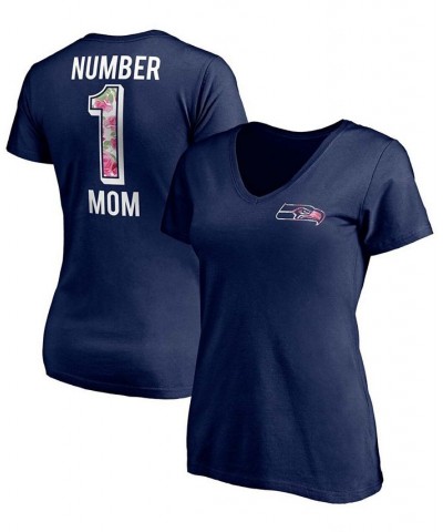 Women's Navy Seattle Seahawks Mother's Day V-Neck T-shirt Navy $17.02 Tops