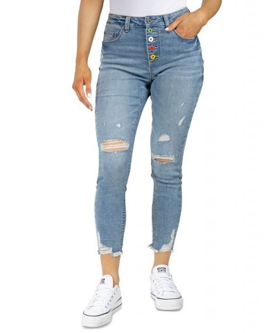 Juniors' Curvy Ripped Ankle Jeans Med Blue $15.96 Jeans