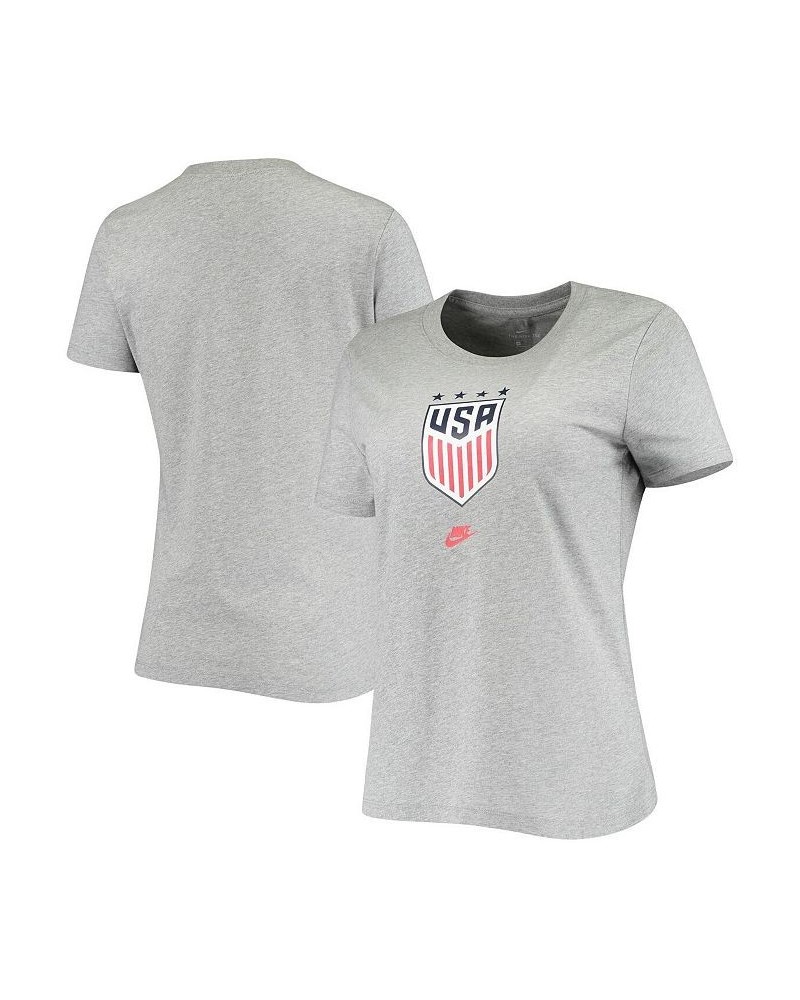 Women's Heathered Gray USWNT 4-Star Crest T-Shirt Heathered Gray $21.19 Tops